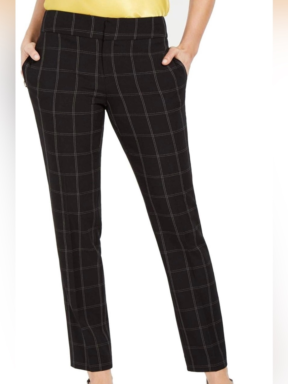 Kasper Black Windowpane Casual Trousers Dress Pants Women’s 14P 14 Petite